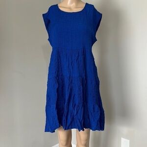 Women's Blue Tiered Midi Dress by Knox Rose short sleeve Textured